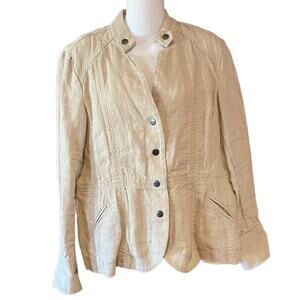 Coldwater Creek Women's 12 Petite 100% linen Jacket with snap Buttons